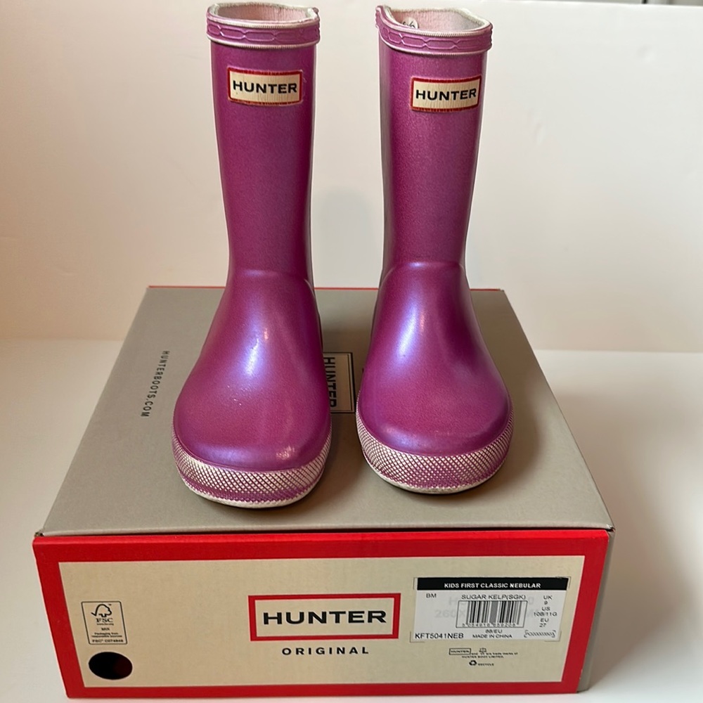 Hunter Kids First Classic Rain Boot in sugar kelp